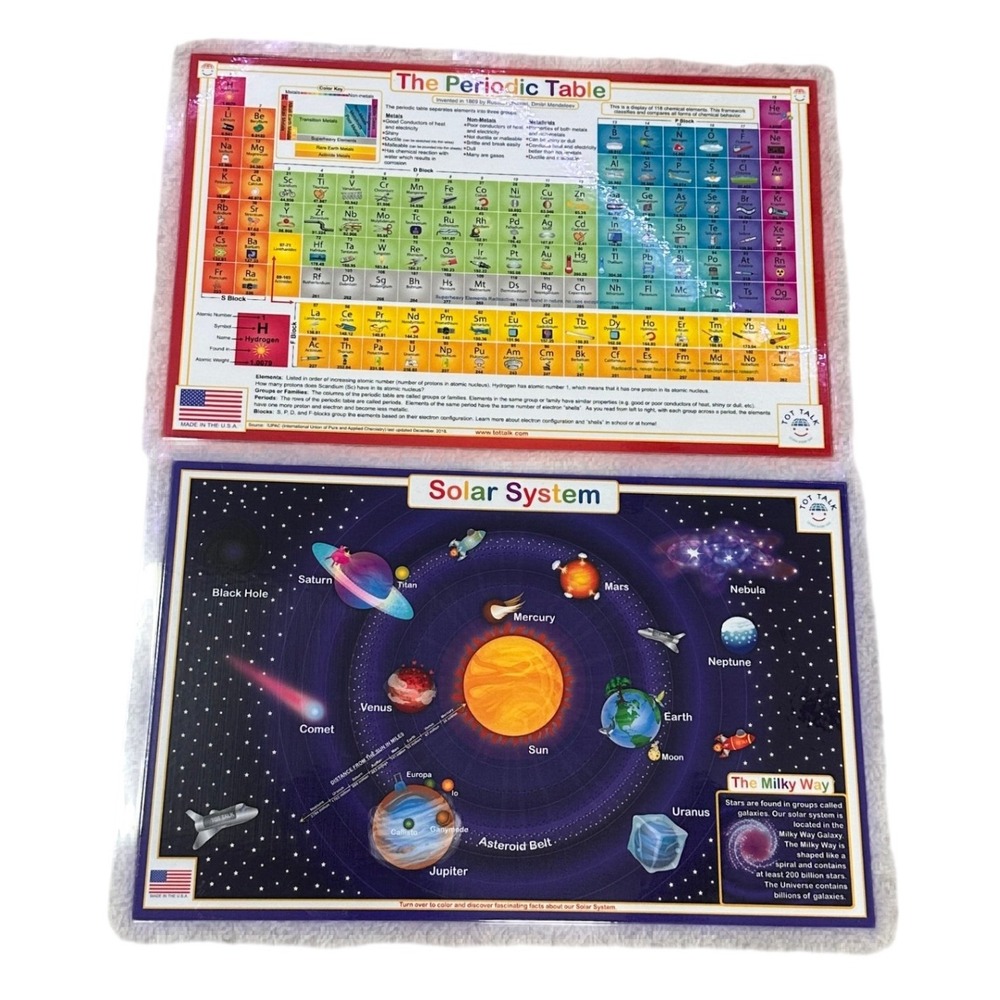 Tot Talk Educational Placemats Solar System and Periodic Table Science Set of 2